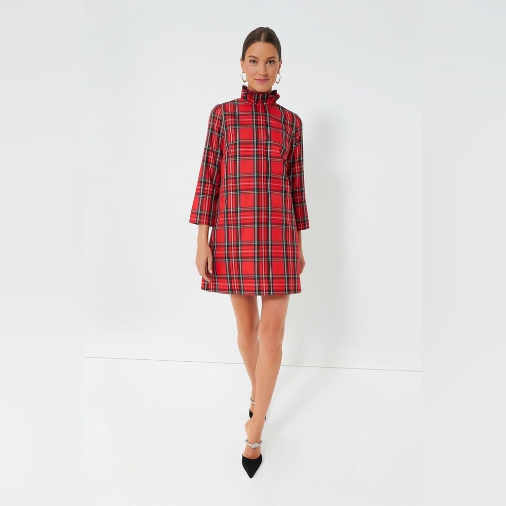TUCKERNUCK Royal Stewart Tartan Daphne Dress Red Plaid Size Large NWT Bow